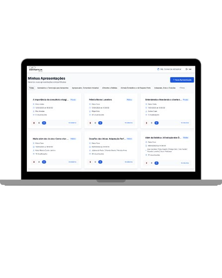 Interface do Compartilha Online para palestrantes